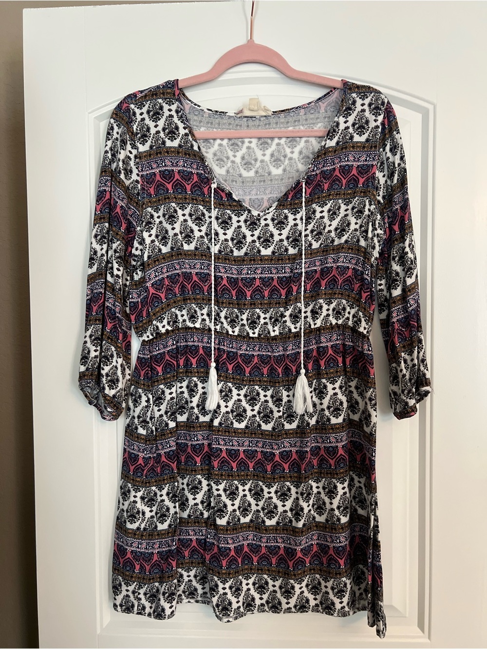 Hippie Rose Women’s Floral Print 3/4 Sleeve Dress Size XL with Elastic Waist